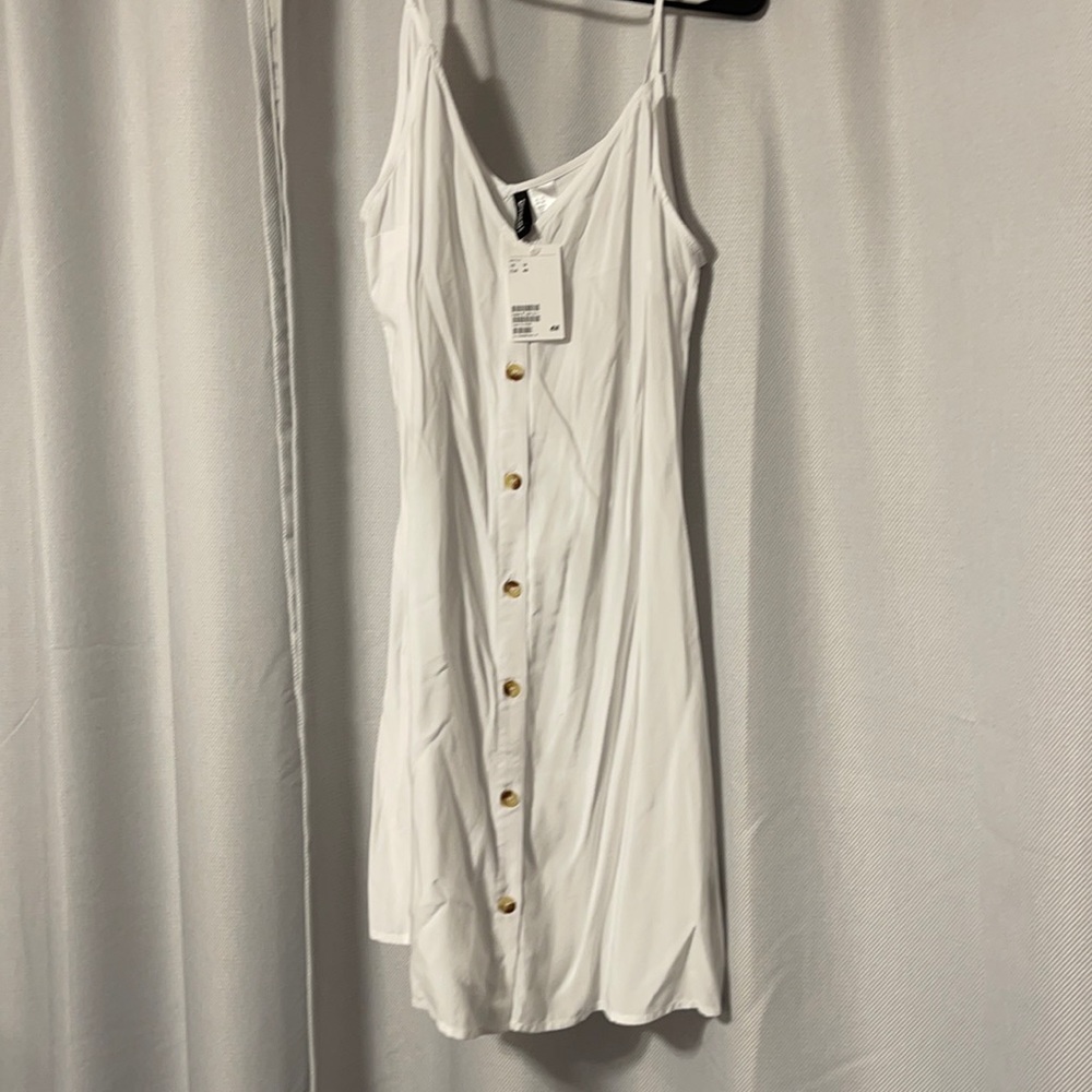 NWT WHITE STRAP DRESS WITH BUTTONS, FROM H&M
